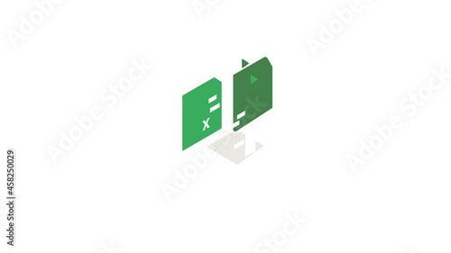 File format xls icon animation isometric best object on white backgound