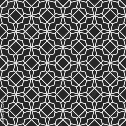 Monochrome seamless pattern with geometric ornament. © Oleksii