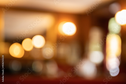 Defocused background with beautiful bokeh of elegant restaurant lounge.Beauty backgrounds