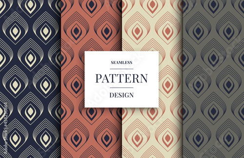 Vector vintage peacock feather decorative pattern. Art deco ornamental seamless pattern.