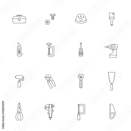 工具の線画アイコンセット