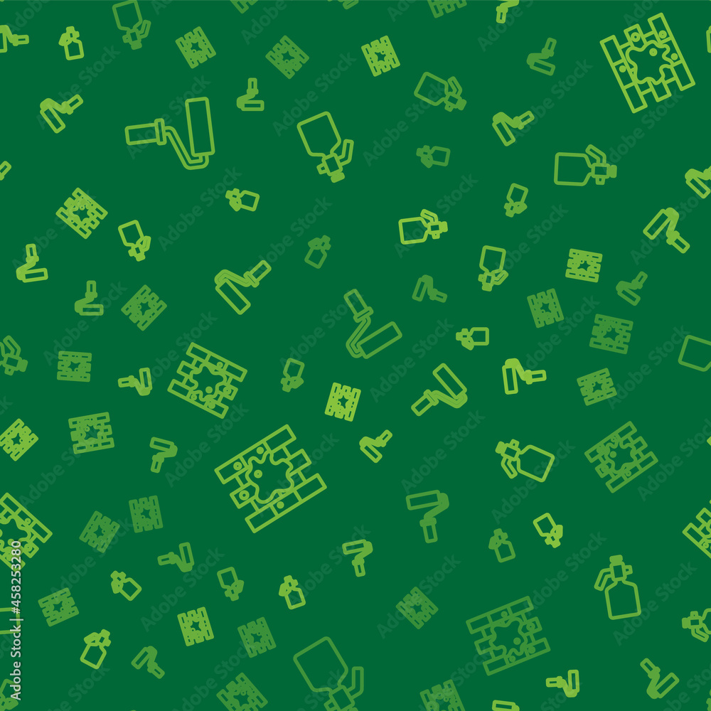 Set line Paint roller brush, Painting the house and spray gun on seamless pattern. Vector Set line Paint roller brush, Painting the house and spray gun on seamless pattern. Vector