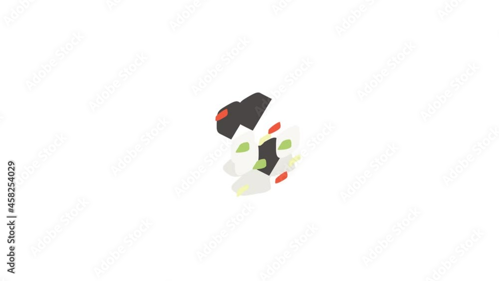 Korean traditional food kimbap icon animation isometric best object on white backgound Korean traditional food kimbap icon animation isometric best object on white backgound