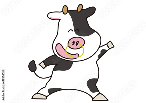明るく元気な乳牛のイラスト