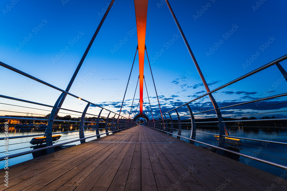 Obraz premium Bridge at sunset in Solvesborg, Sweden