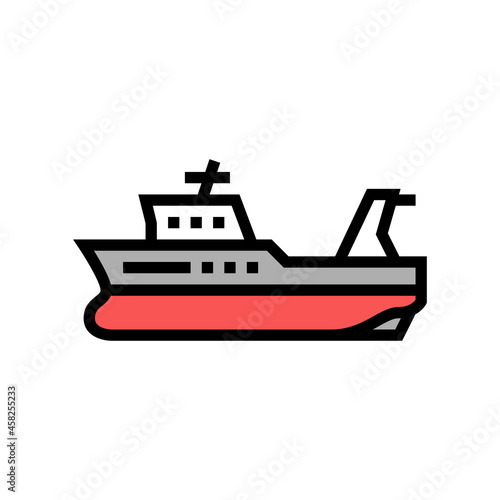 trawler boat color icon vector. trawler boat sign. isolated symbol illustration