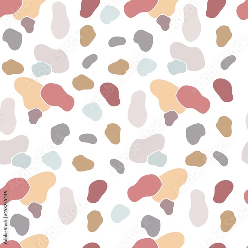 Seamless pattern of abstract spots in a scandinavian style for childrens print