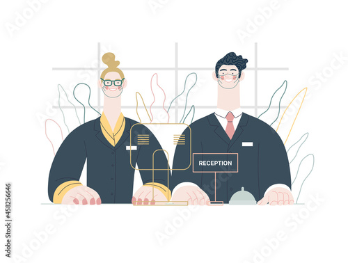 Hospital reception - medical insurance illustration. Modern flat vector