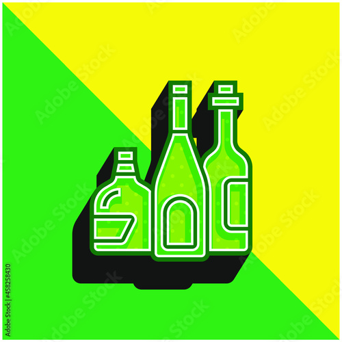 Alcoholic Drink Green and yellow modern 3d vector icon logo