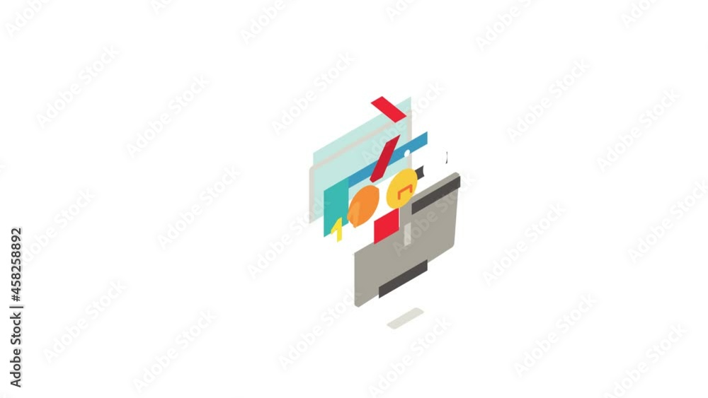 Computer number one icon animation isometric best object on white backgound Computer number one icon animation isometric best object on white backgound