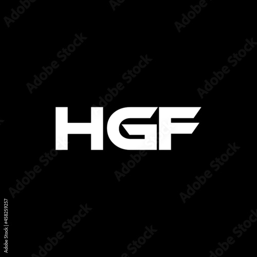 HGF letter logo design with black background in illustrator, vector logo modern alphabet font overlap style. calligraphy designs for logo, Poster, Invitation, etc.