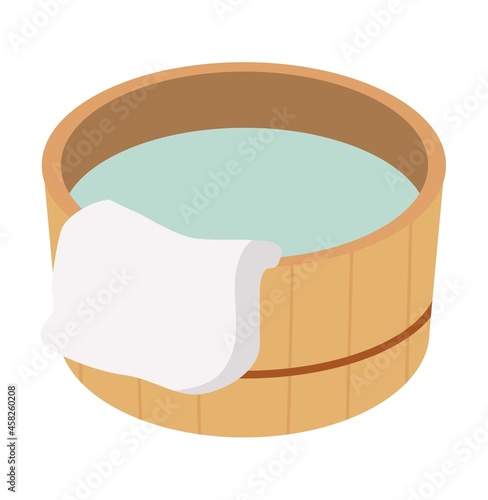 お湯が入った風呂桶イラスト