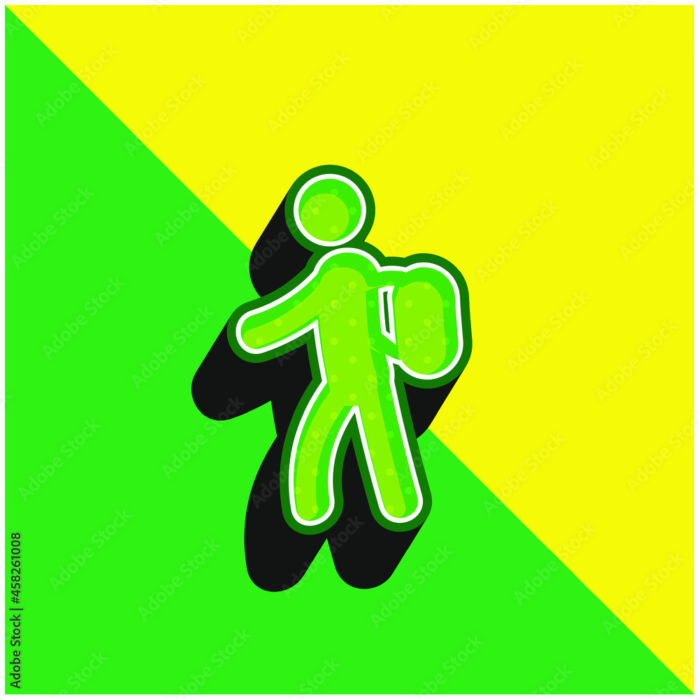 Backpacker Green and yellow modern 3d vector icon logo Backpacker Green and yellow modern 3d vector icon logo