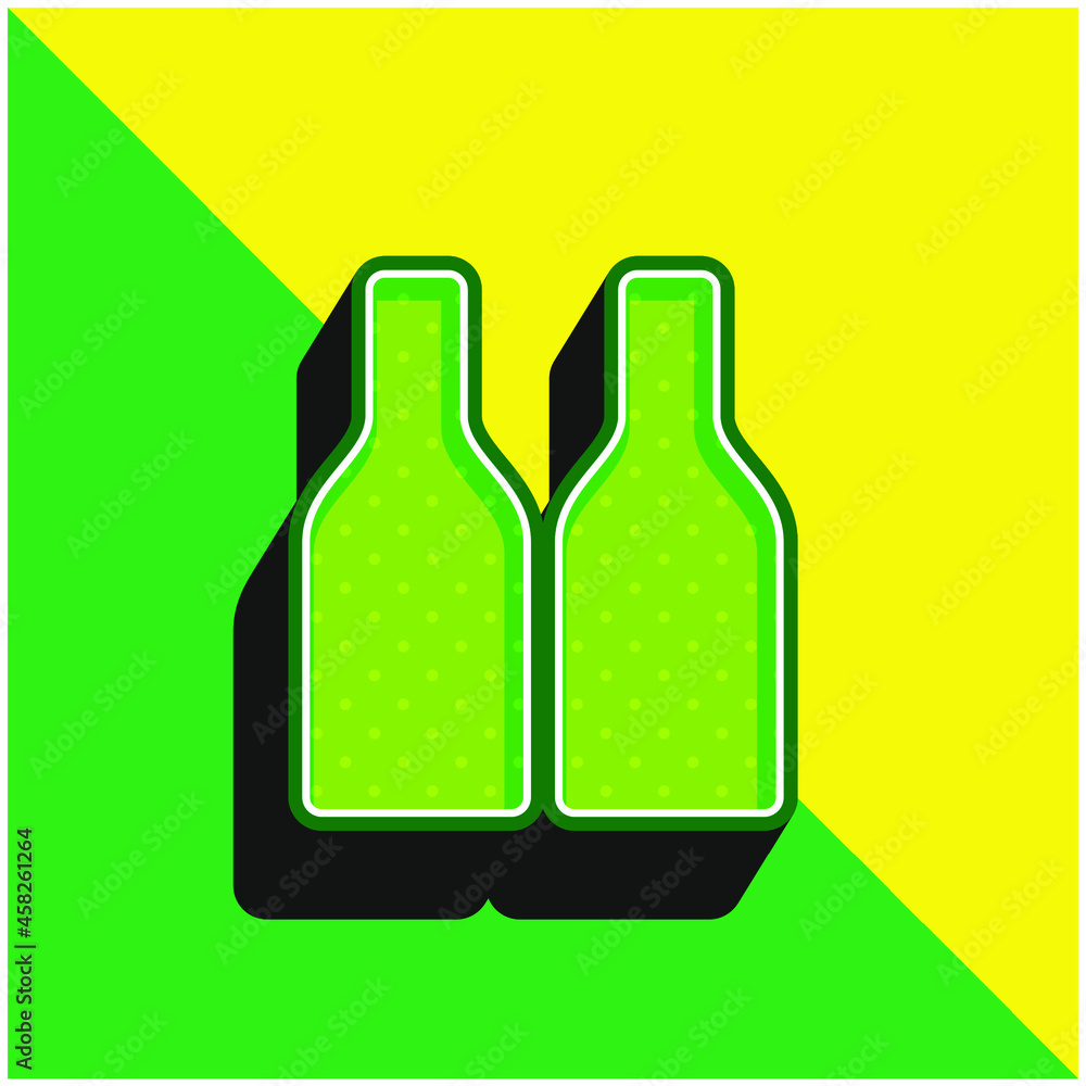 Bottle Green and yellow modern 3d vector icon logo Bottle Green and yellow modern 3d vector icon logo