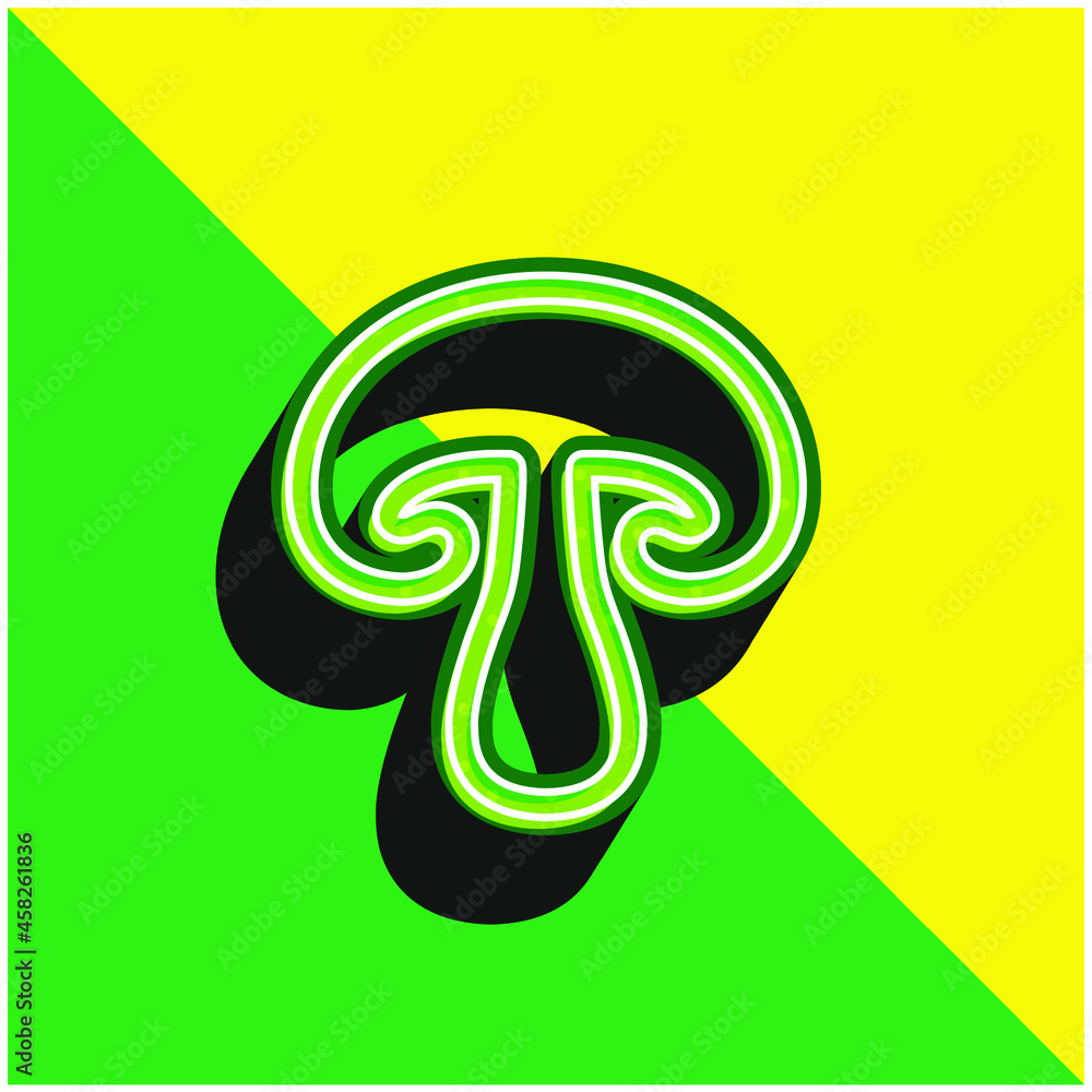 Big Mushroom Green and yellow modern 3d vector icon logo Big Mushroom Green and yellow modern 3d vector icon logo