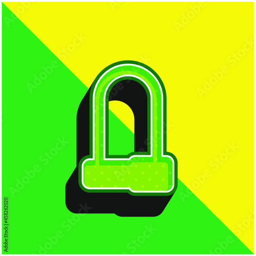 Bike Lock Green and yellow modern 3d vector icon logo