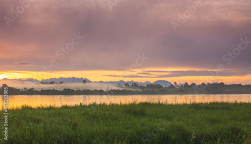 Landscape in the morning at Mekong river, border of Thailand and Laos, Nakhon Phanom province,Thailand.