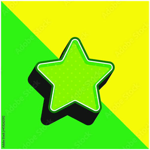 Big Favorite Star Green and yellow modern 3d vector icon logo