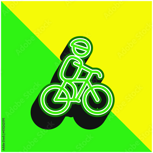 Biker With Helmet Green and yellow modern 3d vector icon logo