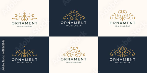 creative luxury linear style ornamental logo inspiration.