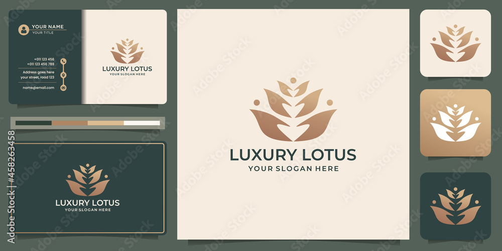 Fototapeta premium luxury lotus logo and creative concept design for your business of luxury,fashion,beauty spa.