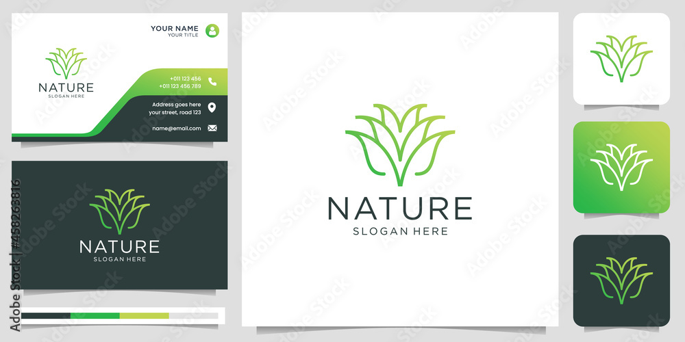 linear stylized nature logo design with gradient color, modern concept, elegant style, lotus flower.