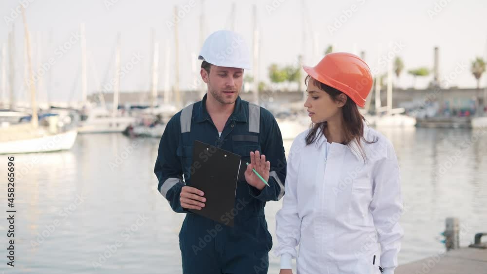 Port state inspectors working together in marina Port state inspectors working together in marina