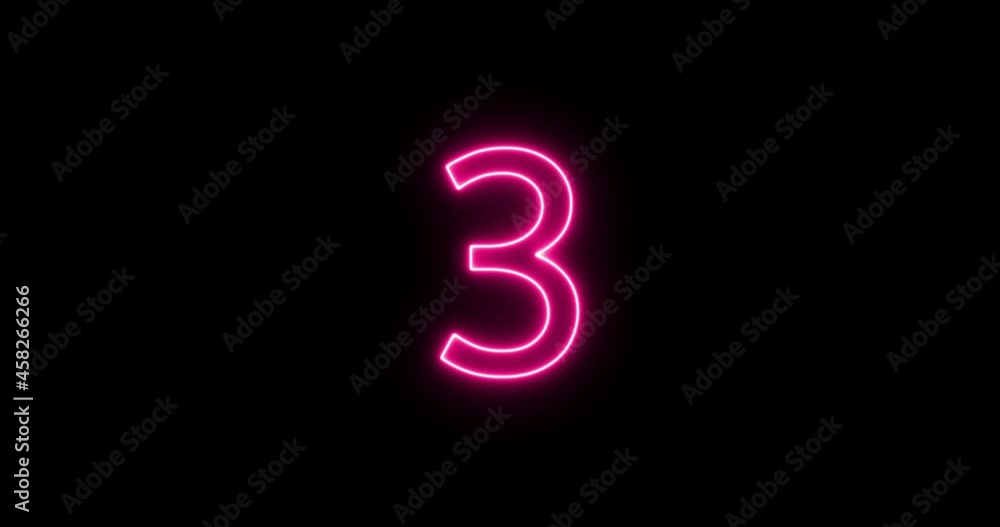 Pink neon light top five countdown. Numbers from 5 to 1 with laser ray appears on black background 4 Pink neon light top five countdown. Numbers from 5 to 1 with laser ray appears on black background 4