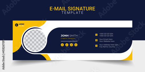 Email signature modern template design layout. Emailers personal business minimalist personal web social media cover.