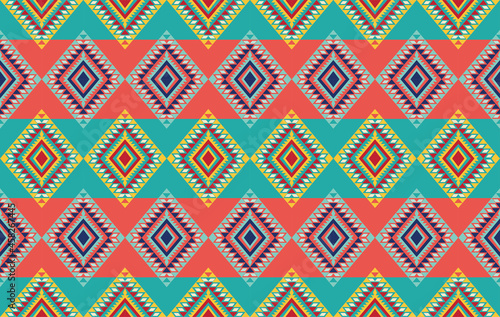 Geometric ethnic oriental ikat pattern traditional Design for background,fabric,wrapping,clothing,wallpaper,Batik,carpet,embroidery style. 