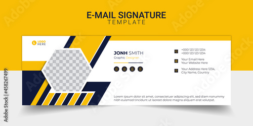 Email signature modern template design layout. Emailers personal business minimalist personal web social media cover.