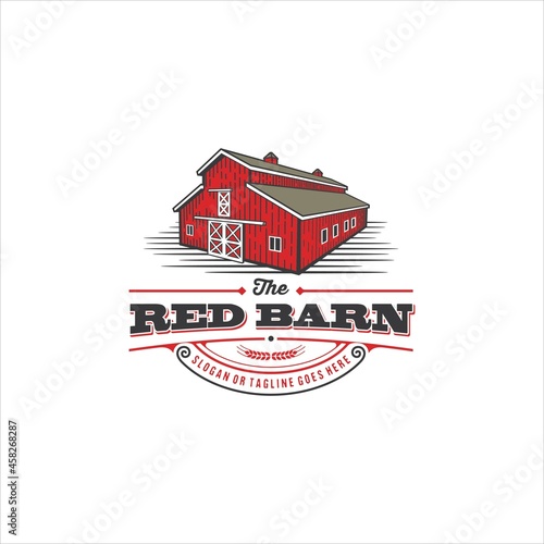 Red Barn Ranch Farm Logo Design Vector Image
