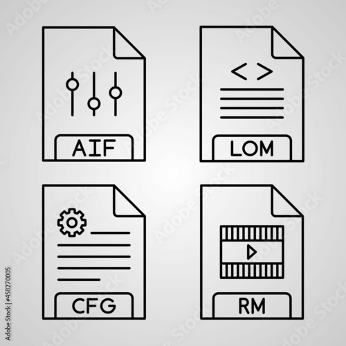 Set of Vector Line Icons of File Format