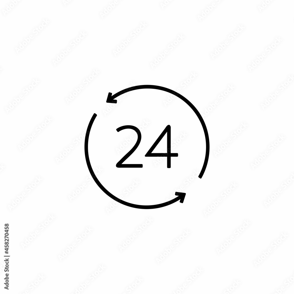 Round the clock icon. 24 hours working. Linear style. Isolated vector. Premium pack of icons in trendy line style. Vector illustration. Eps10 Round the clock icon. 24 hours working. Linear style. Isolated vector. Premium pack of icons in trendy line style. Vector illustration. Eps10