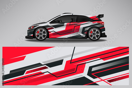 Wrap car vector design decal. Graphic abstract line racing background design for vehicle  race car  rally  adventure livery camouflage.
