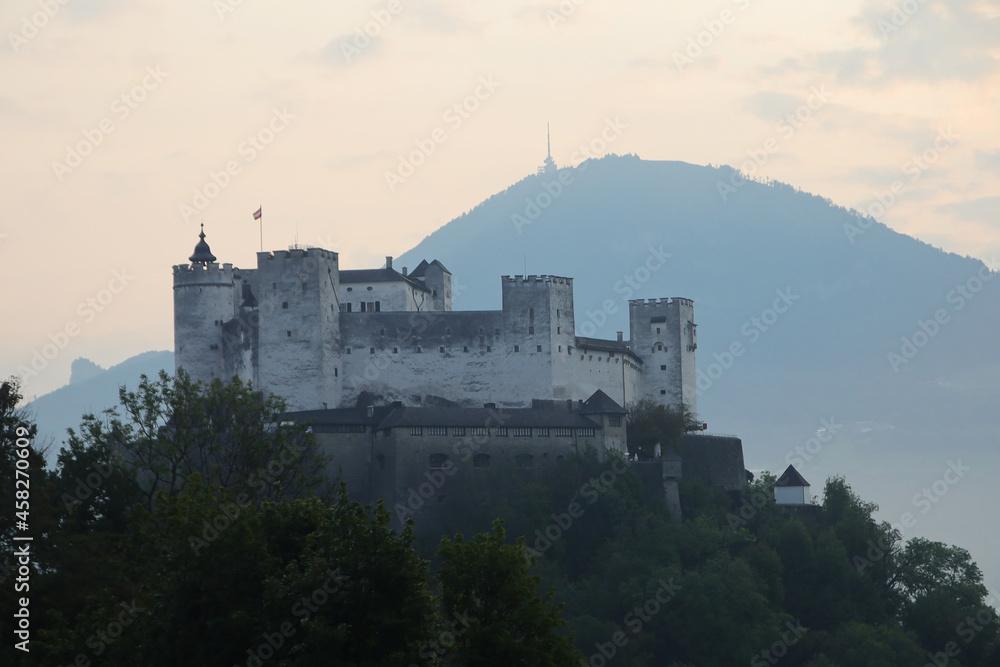Salzburg castle in the evening time, Austria
