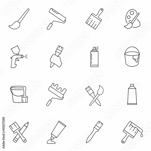 Brushes and Painting icons set. Brushes and Painting pack symbol. Signs and symbol for websites, web design, mobile app on white background.