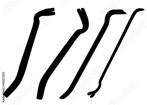 Crowbar tool in a set. Vector image.
