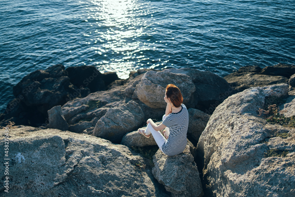 woman nature ocean walk landscape travel woman nature ocean walk landscape travel