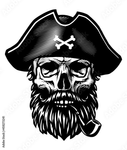 A dead pirate with a smoking pipe and a captains hat. Vector illustration.