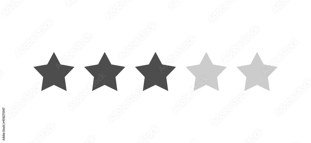 Rating sticker icon with three stars on a white background. Flat design. White background. Isolated vector icon. Vector graphics. Rating sticker icon with three stars on a white background. Flat design. White background. Isolated vector icon. Vector graphics.