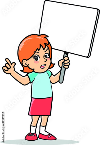 Chica sosteniendo cartel de protesta en blanco