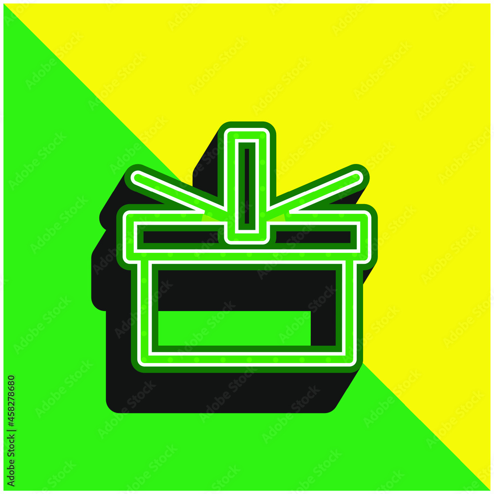 Basket Green and yellow modern 3d vector icon logo Basket Green and yellow modern 3d vector icon logo