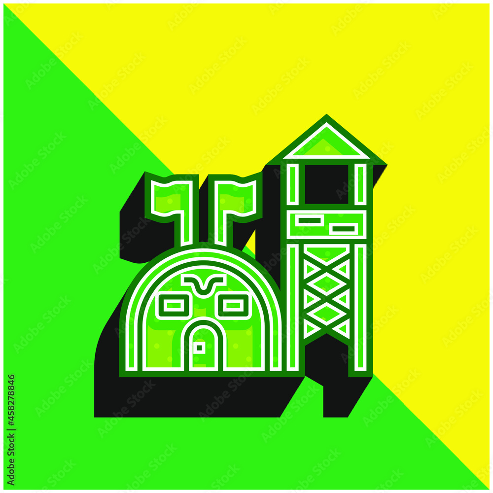 Base Green and yellow modern 3d vector icon logo Base Green and yellow modern 3d vector icon logo