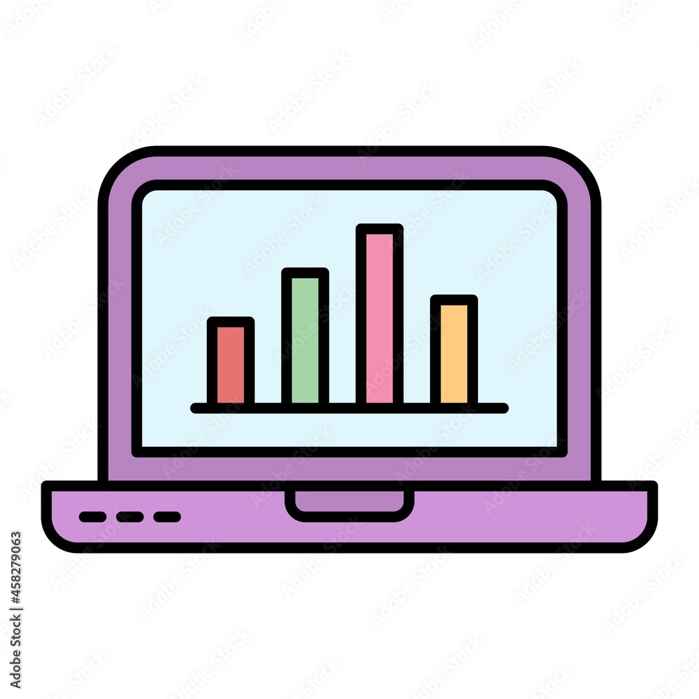 Vector Laptop Stats Filled Outline Icon Design Vector Laptop Stats Filled Outline Icon Design