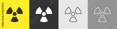 Radioactive toxic nuclear set icons on white background. Flat vector