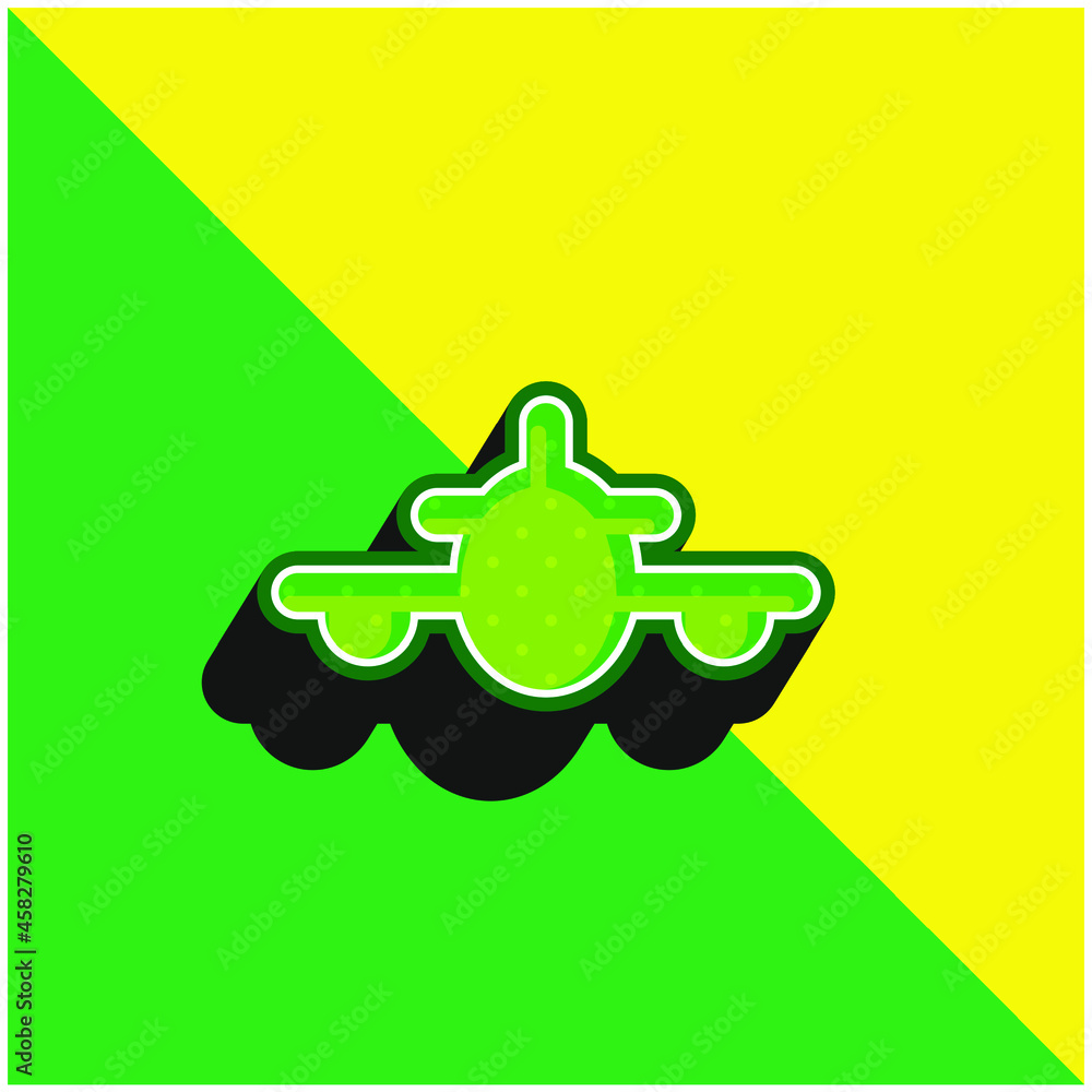 Airplane Green and yellow modern 3d vector icon logo Airplane Green and yellow modern 3d vector icon logo