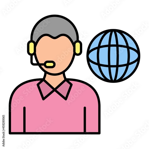 Vector Interpreter Filled Outline Icon Design