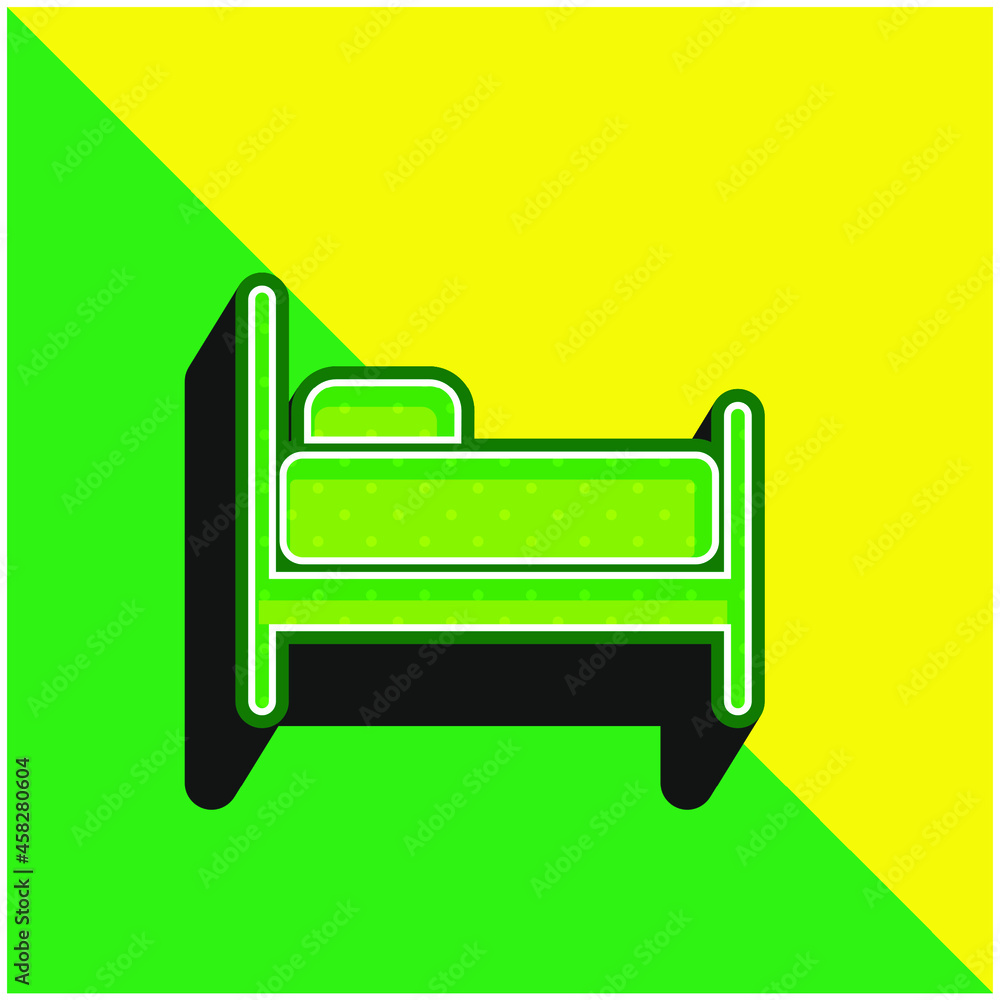 Bed Green and yellow modern 3d vector icon logo Bed Green and yellow modern 3d vector icon logo