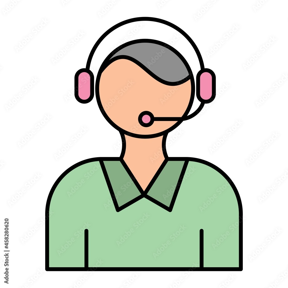 Vector Call Center Agents Filled Outline Icon Vector Call Center Agents Filled Outline Icon